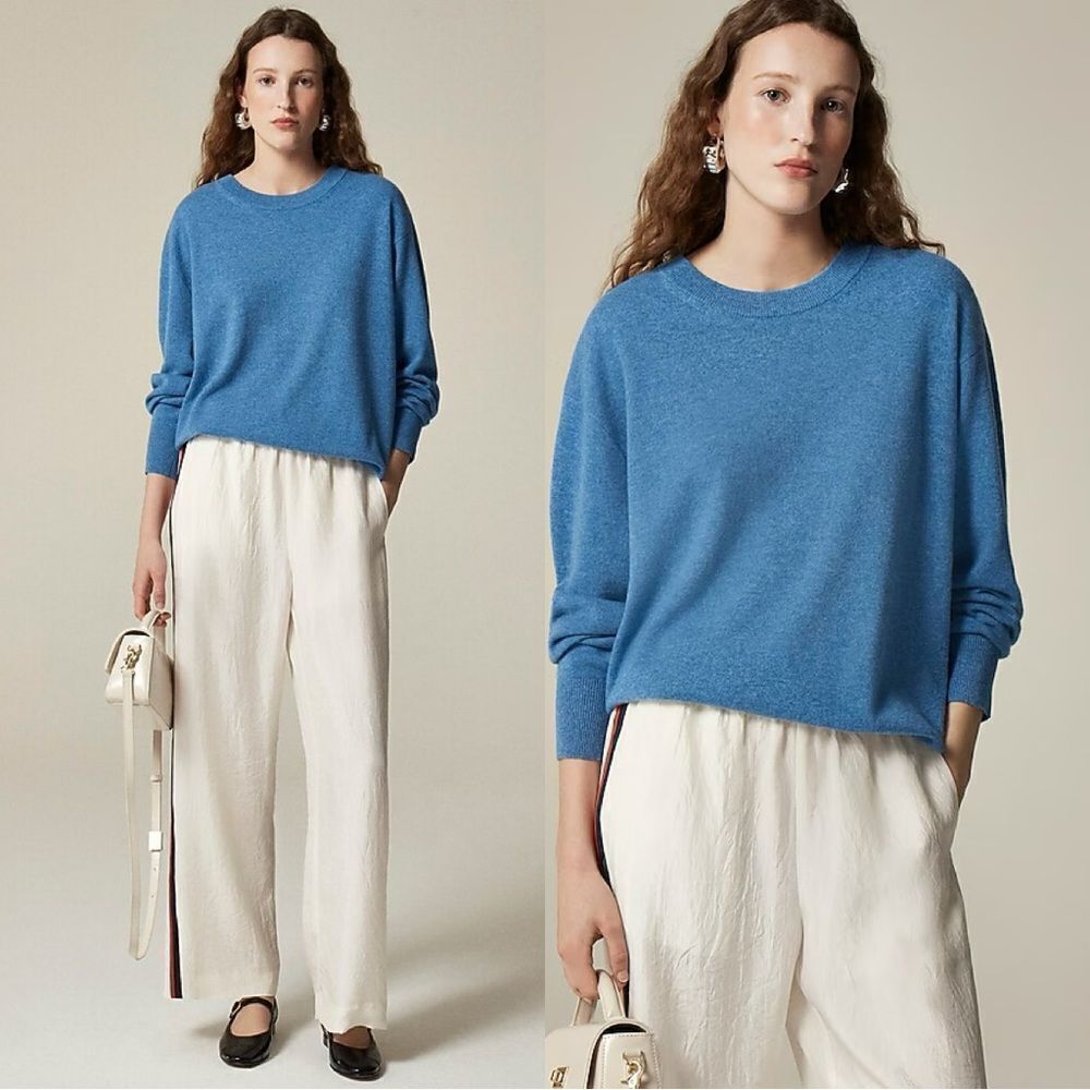 NWT J CREW Cashmere relaxed crewneck sweater in blue